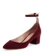Suede Ankle-wrap Ballerina Pump