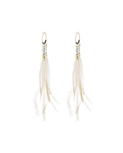 Long Feather Dangle Hoop Earrings,