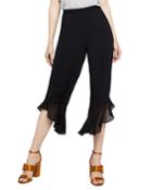 Ruffled Chiffon-hem Cropped Pants