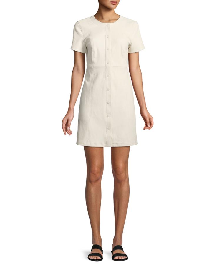 Easy Snap-front Short-sleeve Leather