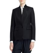 Fleur Stand-collar One-button Jacket, Navy