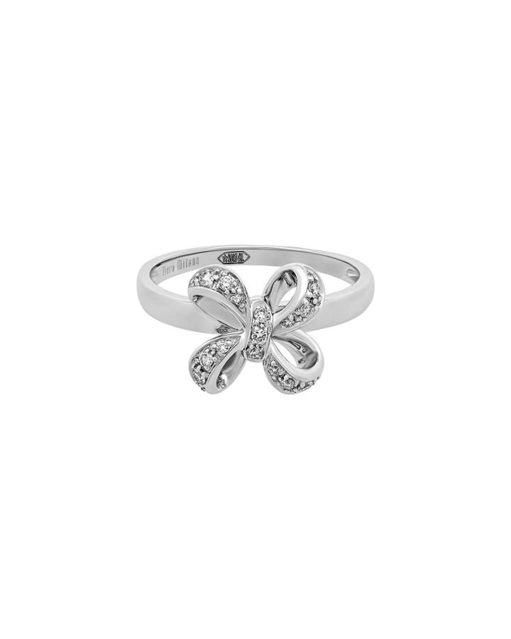 18k White Gold Diamond Bow Ring,