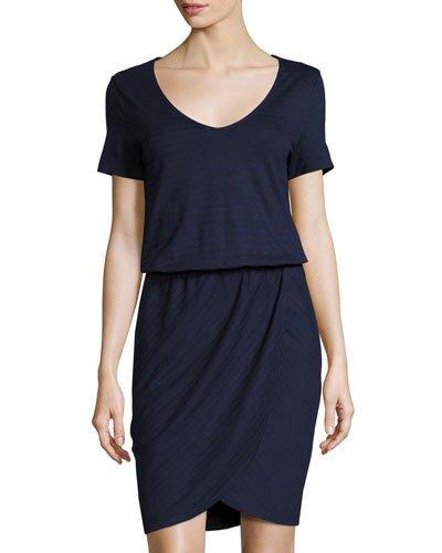 Wrap-skirt Jersey Dress, Navy