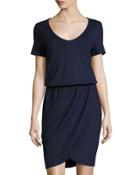 Wrap-skirt Jersey Dress, Navy