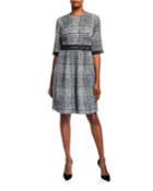 Tweed Lace-trim A-line Dress