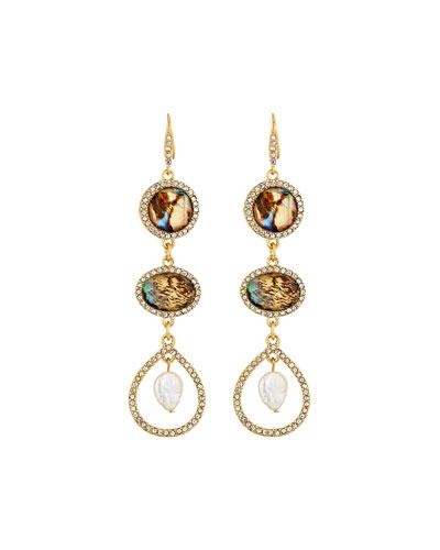 Simulated Abalone Triple-drop Earrings