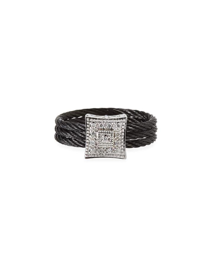 Noir 3-row Diamond Square Ring,