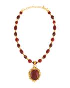 Red Glass Beaded Pendant Necklace