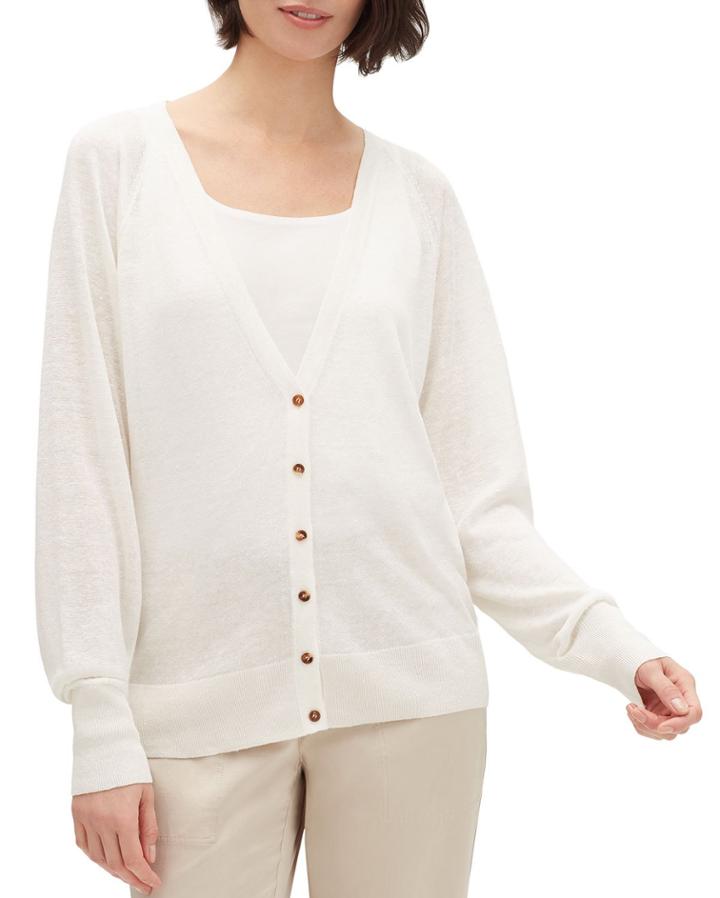 Button-front Raglan-sleeve Relaxed Cardigan