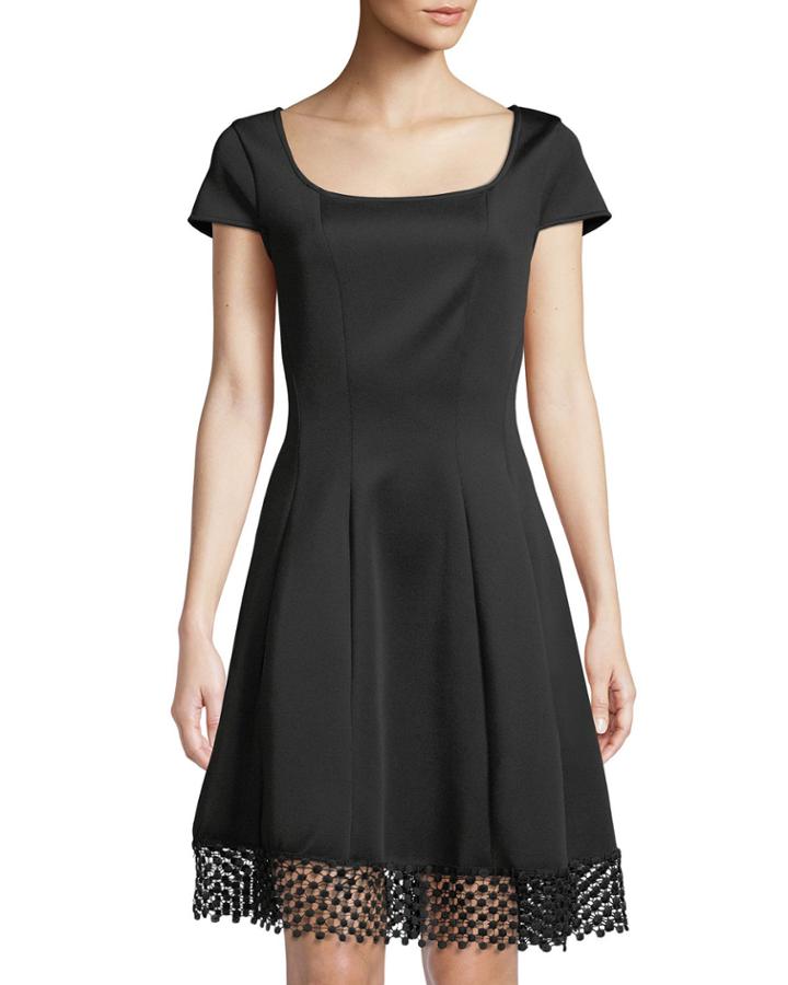 Lace-hem Square-neck Dress