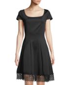 Lace-hem Square-neck Dress