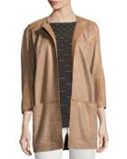 Maureen Perforated-leather Jacket, Bronze