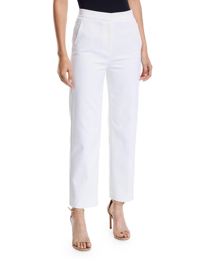 Compact Stretch Cotton-blend Ankle Pants
