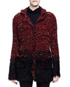 Boucle-knit Faux-fur-trimmed Coat