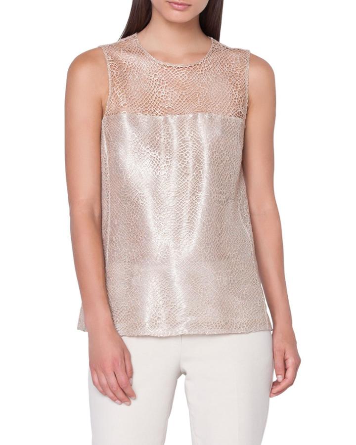 Sleeveless Net-lace Illusion Blouse
