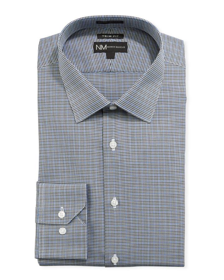 Men's Regular Finish Trim Fit Houndstooth Twill Dress