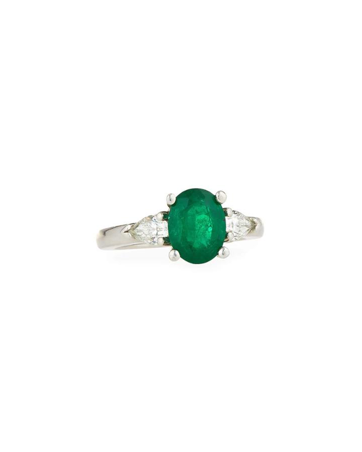 Platinum Emerald & Diamond Ring,