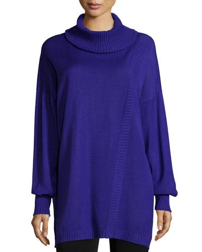 Oversized Turtleneck W/ Ribbed Detail