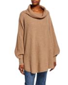 Ribbed Cowl-neck Cape-back