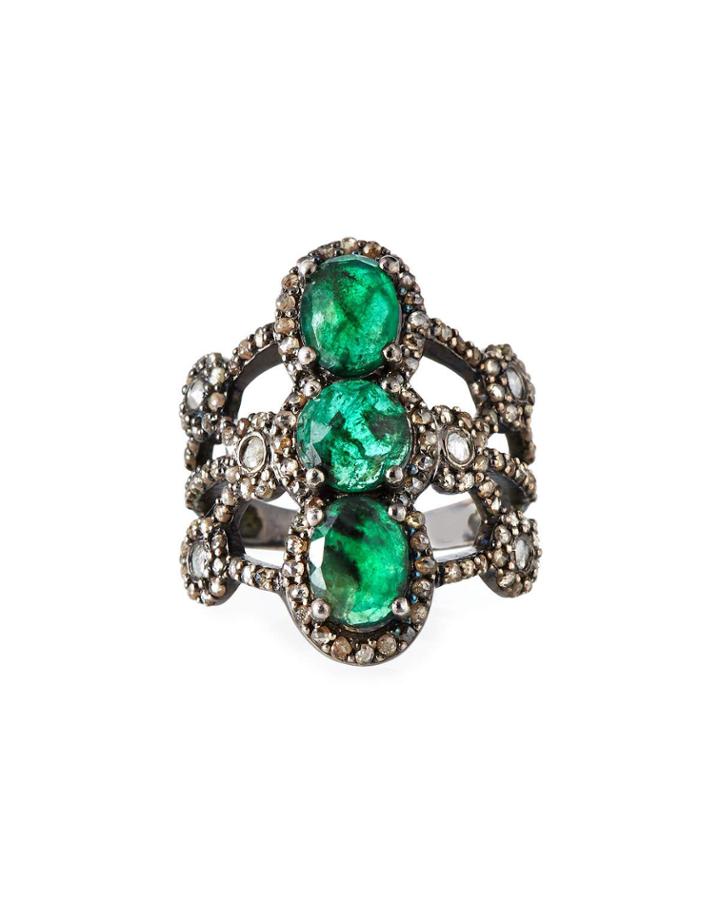 3-emerald & Diamond Ring