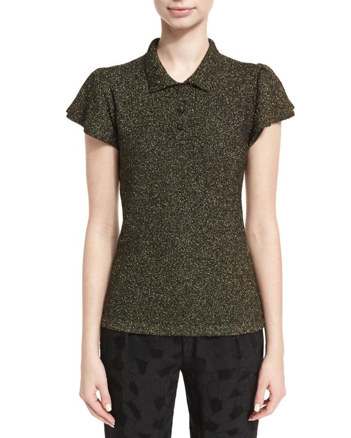 Lurex Cap-sleeve Polo