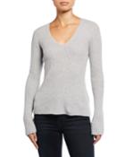 Metallic V-neck Rib