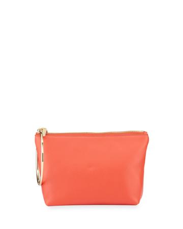 Large Ring-handle Leather Clutch Bag