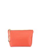 Large Ring-handle Leather Clutch Bag