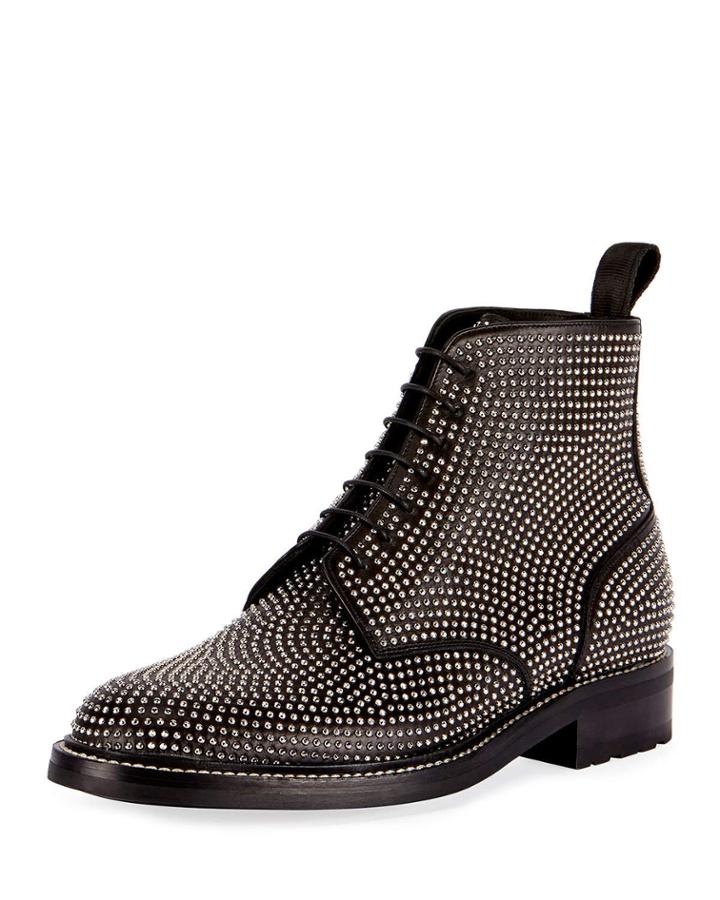 William 20 Studded Leather Combat Boot, Black