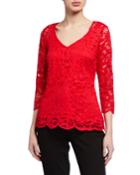 3/4-sleeve V-neck Zip Up