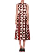 Cuban Flower Sleeveless Midi Dress,