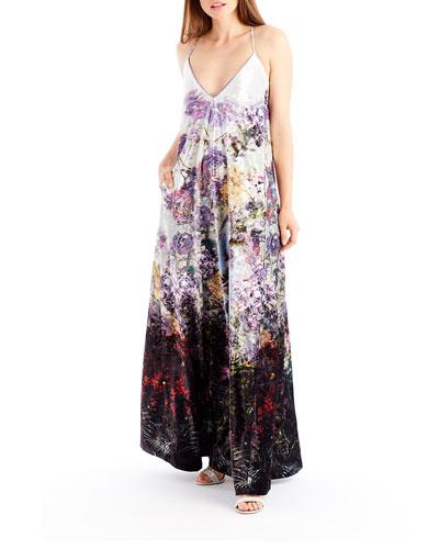 Crushed Velvet Floral-print