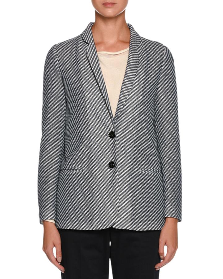 Diagonal-stripe Jersey Jacquard Two-button Jacket
