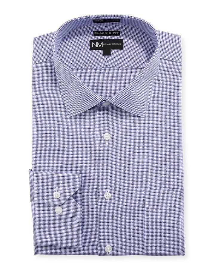 Men's Classic Fit Non Iron Mini-houndstooth Cotton Dress