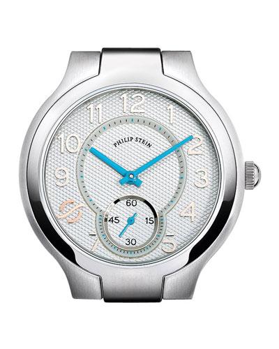 Stainless Steel Small Round Watch Head, White/sky Blue