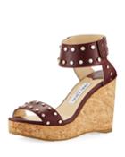 Nelly 100mm Leather Cork Platform Wedge