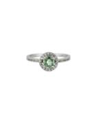 14k White Gold Green & White Sapphire Ring,