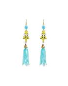 Beaded Tassel & Crystal Drop Earrings