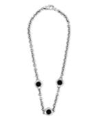 Estate 18k White Gold Onyx 3-station Necklace