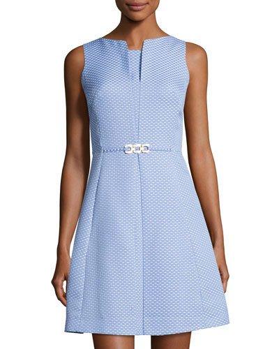 Sleeveless Birdseye-jacquard Dress,