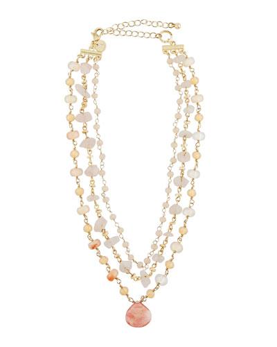Delicate Triple-row Beaded Choker Necklace