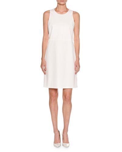Sleeveless Piqu&eacute; A-line Dress, White