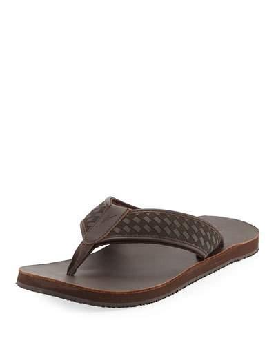 Castro Woven Flat Thong Sandal, Dark Brown
