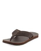 Castro Woven Flat Thong Sandal, Dark Brown