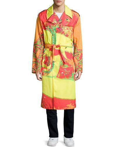 Long-sleeve Printed Coat, Fuchsia/orange