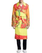 Long-sleeve Printed Coat, Fuchsia/orange