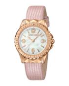 34mm Pyramid-lug Watch W/ Logo Dial, Pink