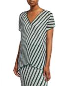 Jolene Pleated Stripe Short-sleeve Top