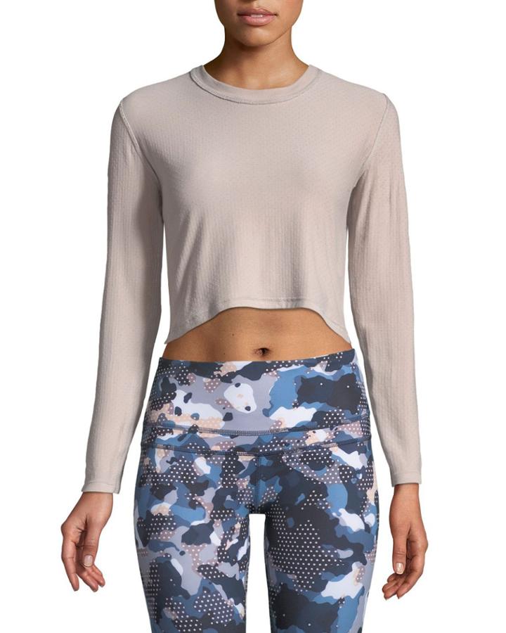 Raymond Crewneck Long-sleeve Cross-back Crop Performance Top