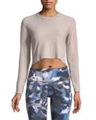 Raymond Crewneck Long-sleeve Cross-back Crop Performance Top
